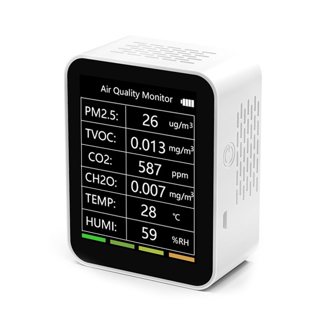 6-in-1 Luftqualitätssensor Für Zuhause: Messbereich Pm2,5, Co2, Tvoc, Temperatur, Luftfeuchtigkeit, Ch2o