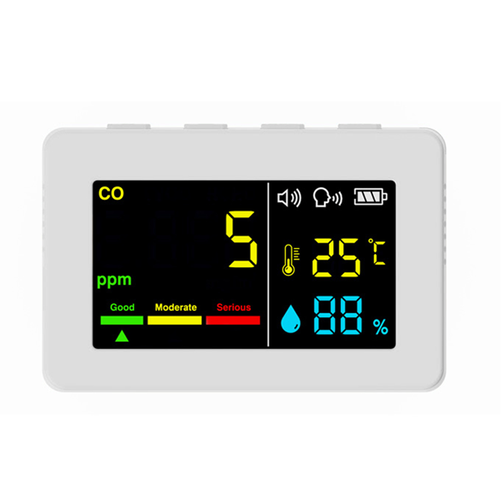 Tragbarer Kohlenmonoxidmelder Mit Digitalem Farbdisplay, Zweisprachigem Sprachalarm Und Hochempfindlichem Elektrochemischem Sensor