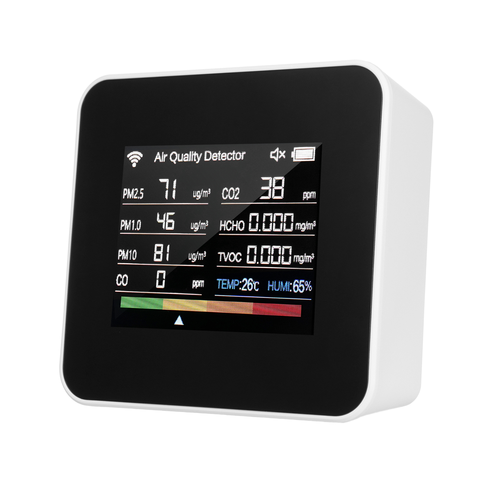 Luftqualitätsmonitor Mit 14 Parametern: Co₂-detektor (co₂, Tvoc, Hcho, Pm₂.₅, Pm₁.₀, Pm₁₀), Wlan, Temperatur, Luftfeuchtigkeit, Alarm