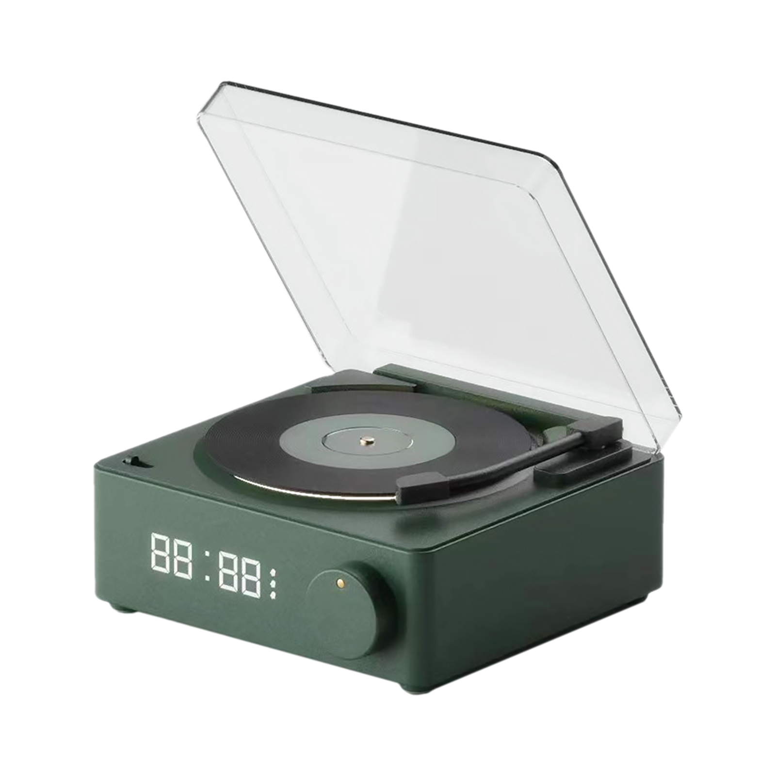 Retro-bluetooth-lautsprecher Mit Wecker, Tragbarer 5-watt-vinyl-lautsprecher, 3 Weckzeiten Für Büro Und Reisen