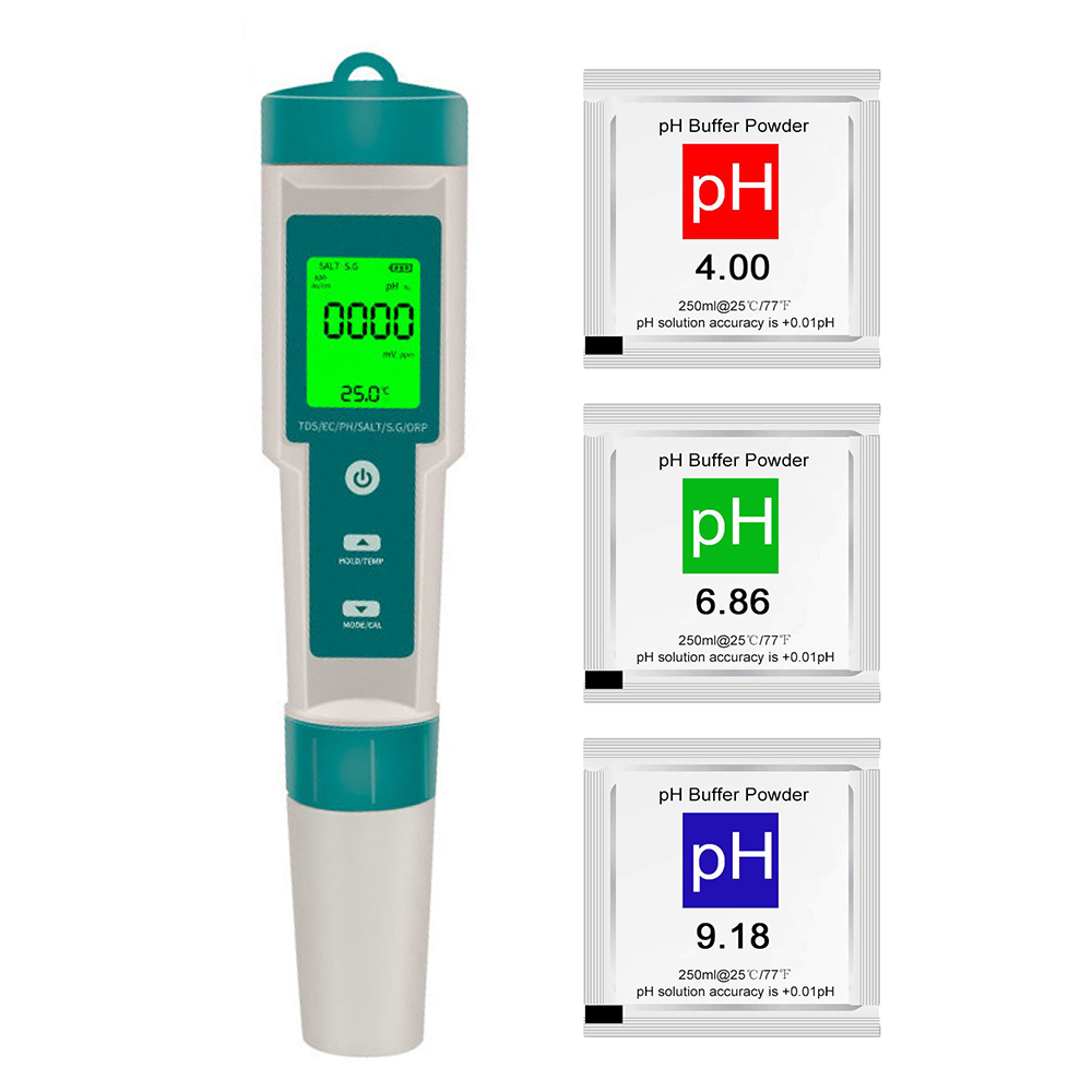 Tragbares 7-in-1-wasserqualitätsmessgerät: Ph-wert, Tds, Ec-wert, Salzgehalt, Orp, Temperatur (0-14 Ph) Für Trinkwasser, Schwimmbäder Und Aquarien