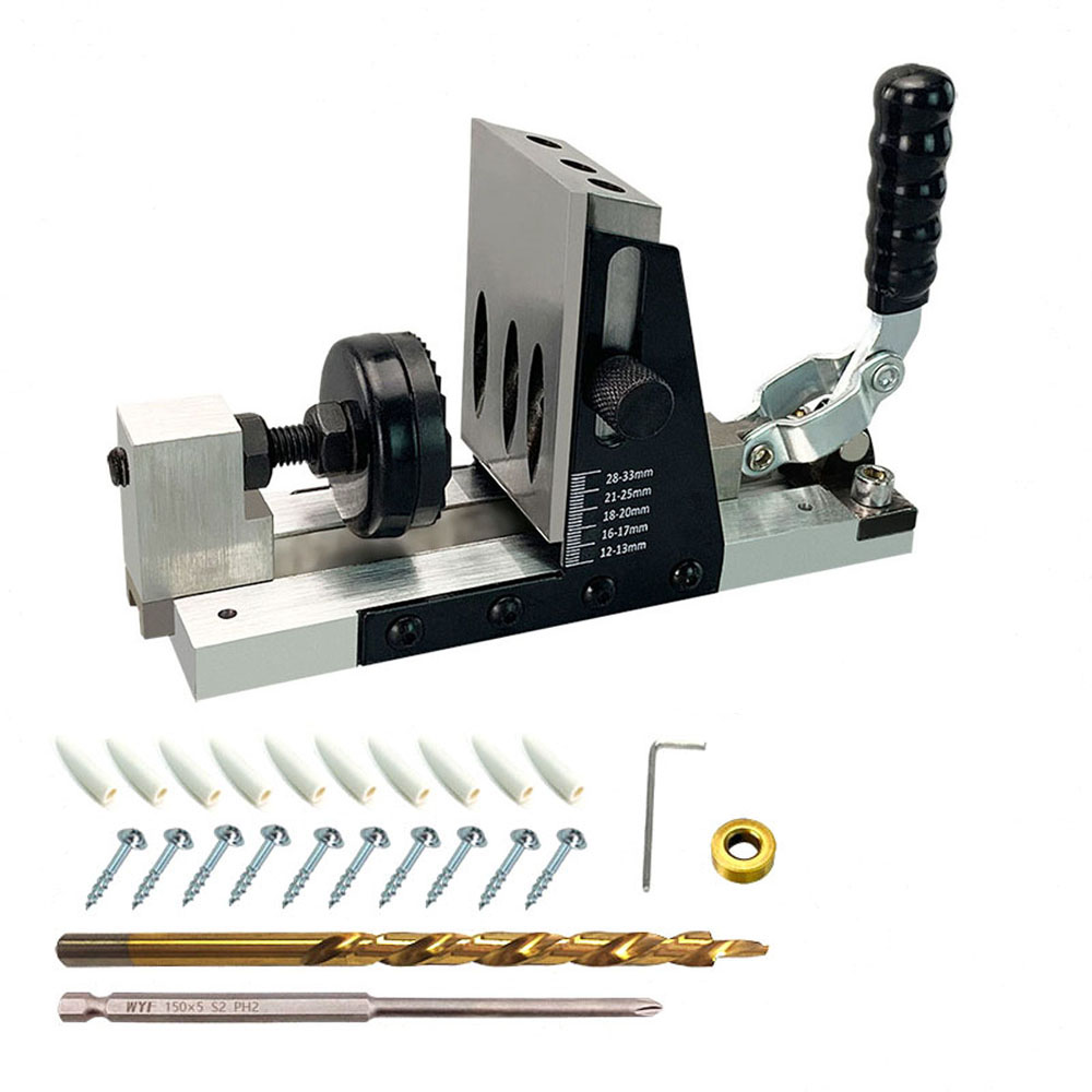 9,5-mm-taschenlochbohrlehren-set, Schrägkörner, Positionierbohrer, Tiefenanschlag, Heimwerkerwerkzeug