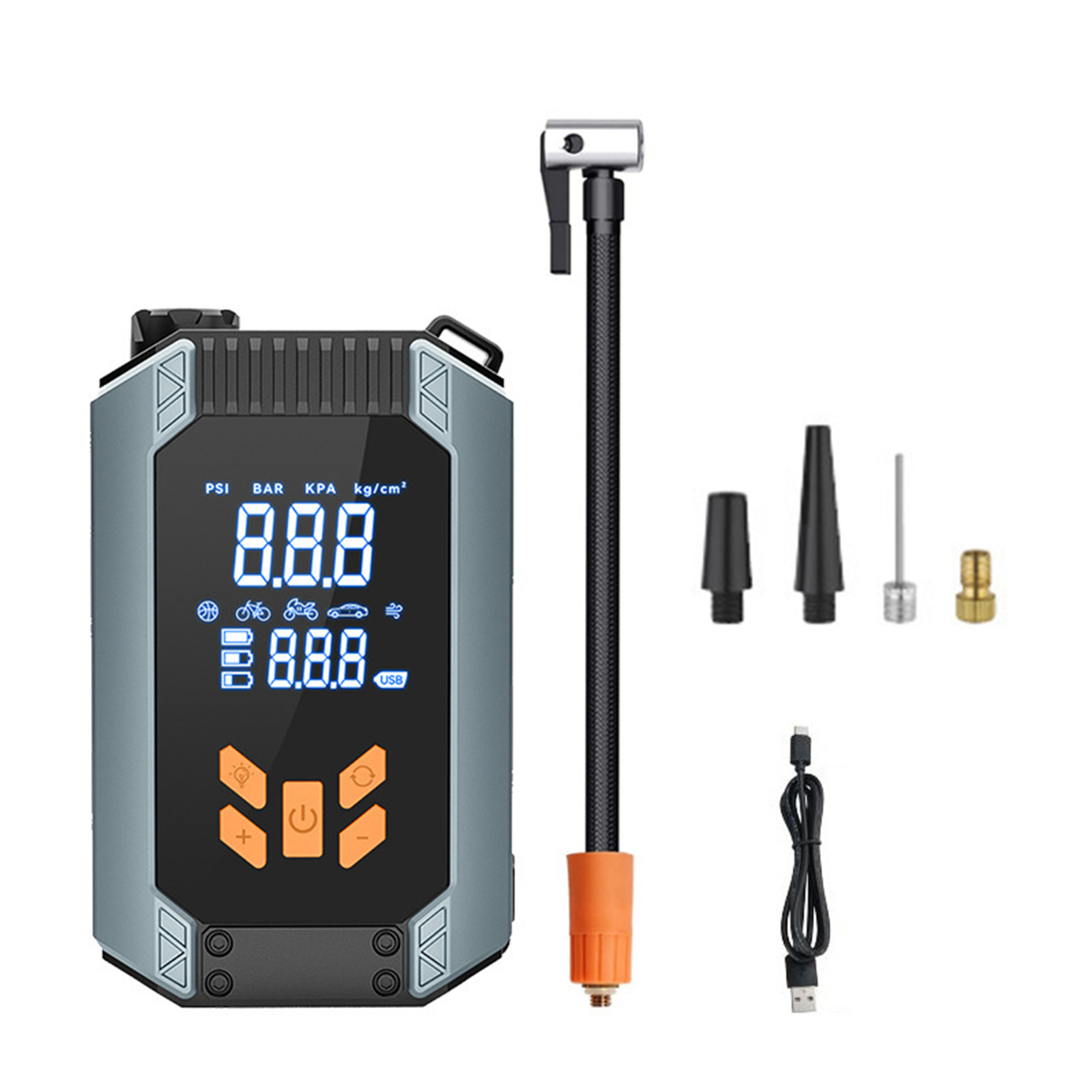 Akku-reifenfüller Mit Lcd-bildschirm, 150 Psi, 14,8 V, 19 L/min, Tragbarer Luftkompressor, Elektrische Luftpumpe