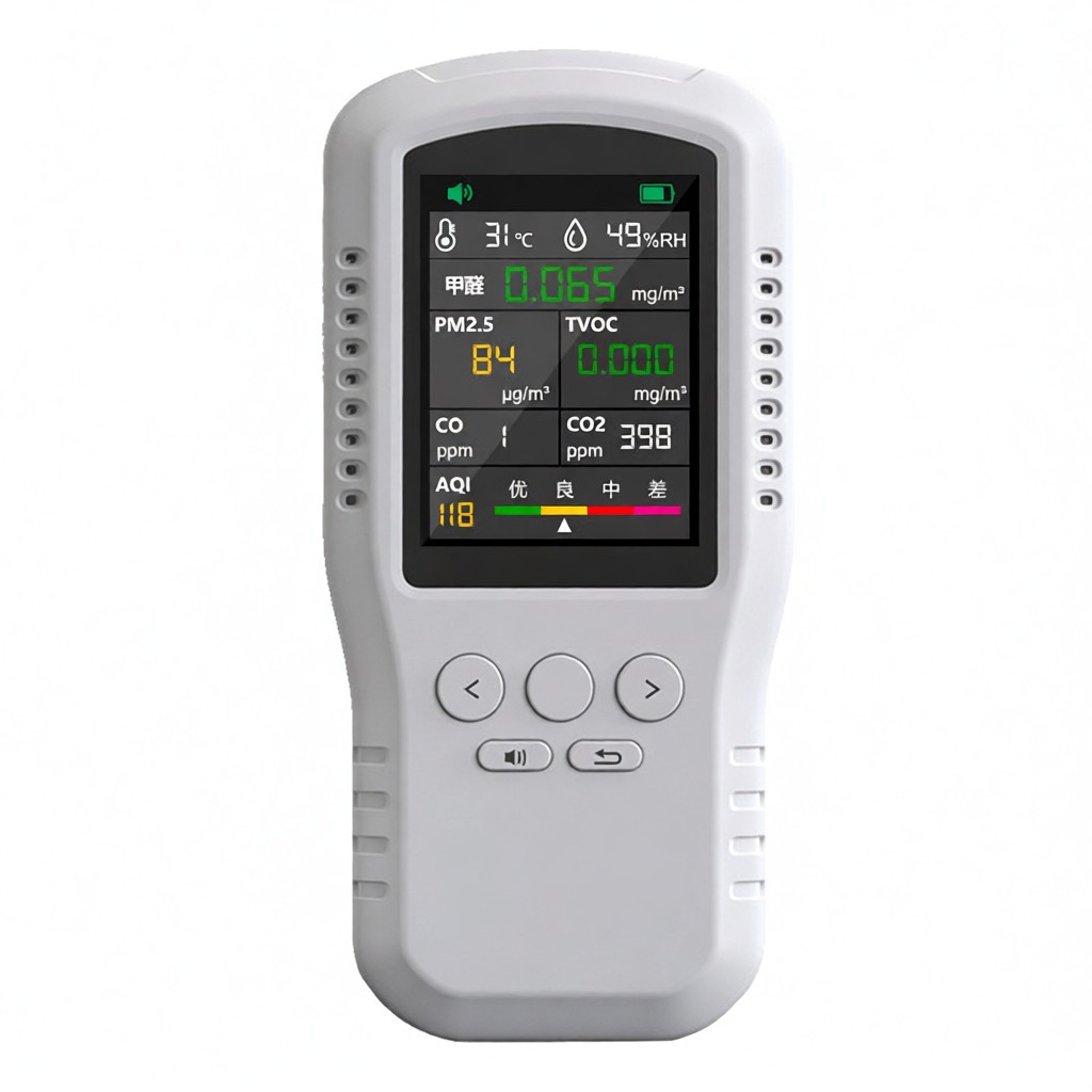 Raumluftqualitätsdetektor Co2 Pm2,5 Formaldehyd Tvoc Temperatur Luftfeuchtigkeit Lcd-bildschirm Sprachalarm Für Schlafzimmer