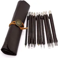 Siegelgraviermesser Aus Wolframstahl, 10-teiliges Werkzeugset, Klingen Zum Gravieren Von Jade Und Metall, Lederscheide