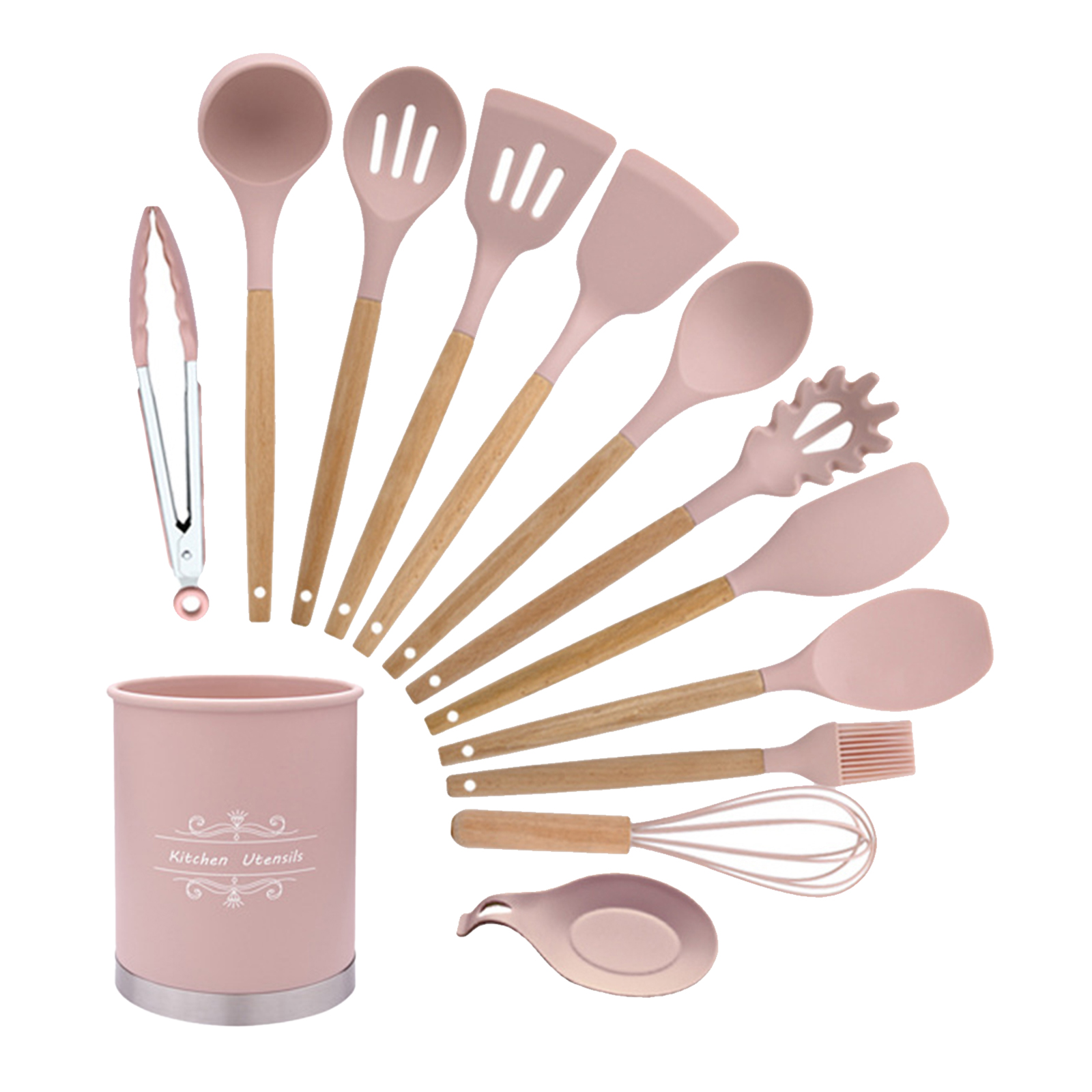 13-teiliges Küchenhelfer-set Aus Silikon Mit Antihaft-abtropfgestell Und Aufbewahrungsmöglichkeit Zum Kochen