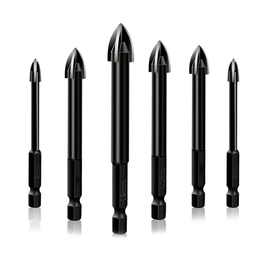 6-teiliger Hartmetallbohrer-satz (4–12 Mm) Für Fliesen Und Glas, 6,35 Mm Schaft, Für Beton Und Wände