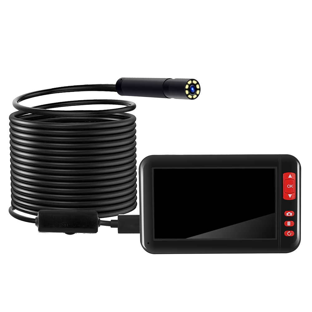 Industrielle Endoskopische Inspektionskamera Mit 8 Integrierten Leds, 8-mm-objektiv Und 4,3-zoll-1080p-hd-bildschirm.