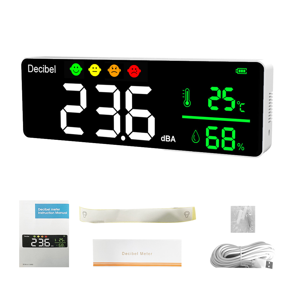 Lärmmessgerät, Digitales Schallpegelmessgerät, Thermometer, Hygrometer, 3-in-1-detektor, Großflächiges Wandmessgerät Für Den Innenbereich