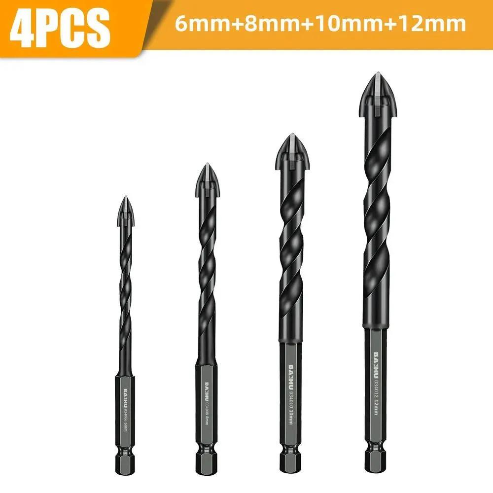 Fliesen- Und Glasbohrer-set, 4 Hartmetall-sechskantschaft, Keramik, 6, 8, 10, 12 Mm, Titanbeschichtet