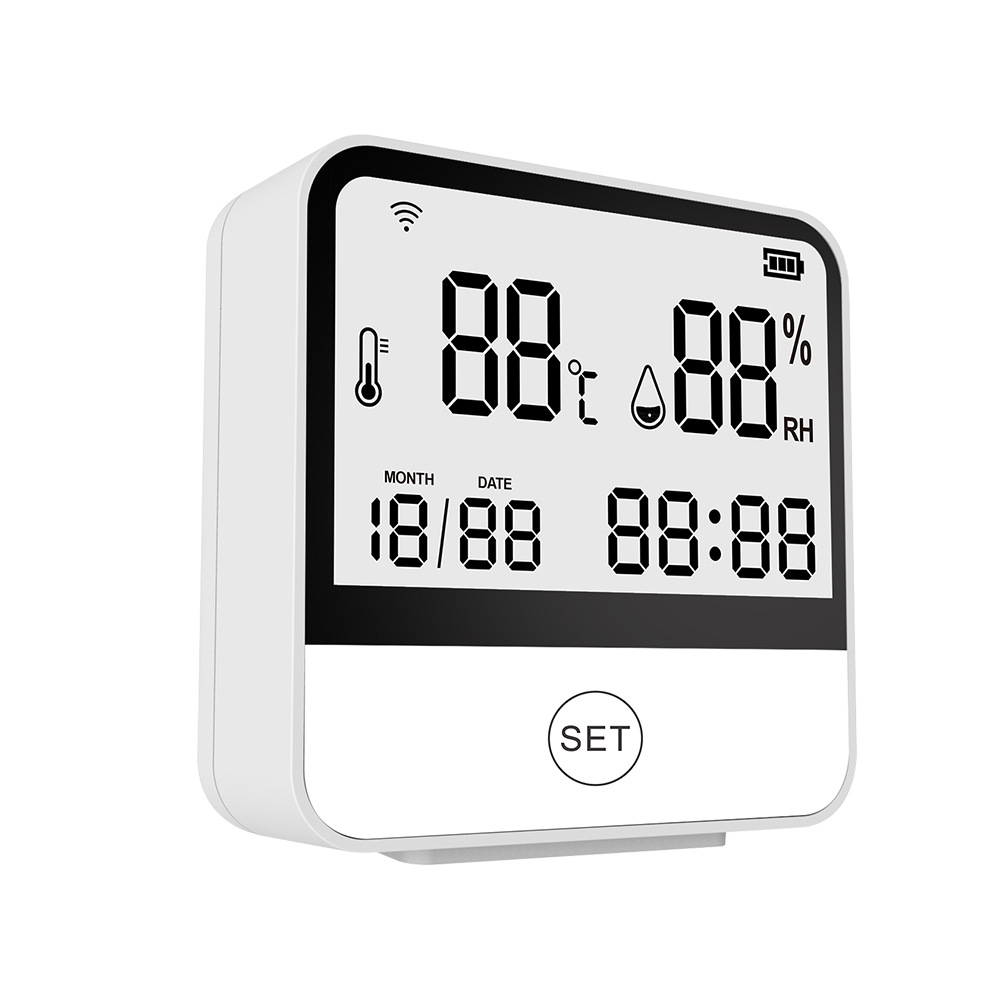 Intelligenter Wlan-temperatur- Und Feuchtigkeitssensor Mit Lcd-bildschirm, ±1°c Genauigkeit Und Abweichungsalarm Für Zuhause