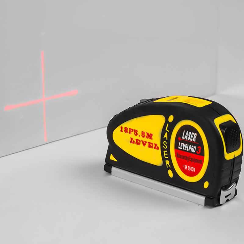 Selbstnivellierendes Laser-nivelliergerät Mit Kleinem Kreuzkreuz Und 5,5 M Maßband – Hohe Präzision Für Baustellen