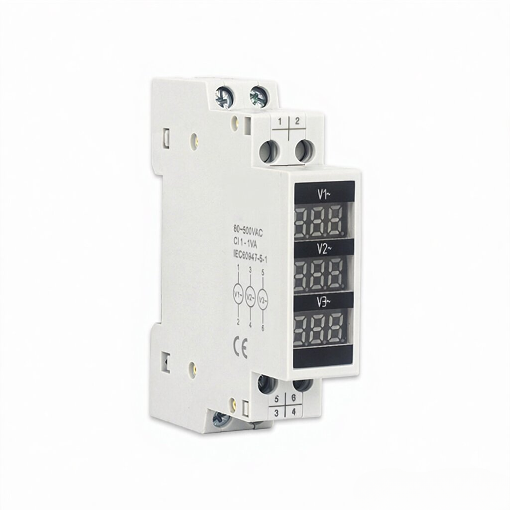 Dreiphasen-modulvoltmeter 80–500 V Mit Led-anzeige, Din-schienenmontage Für Schaltschränke