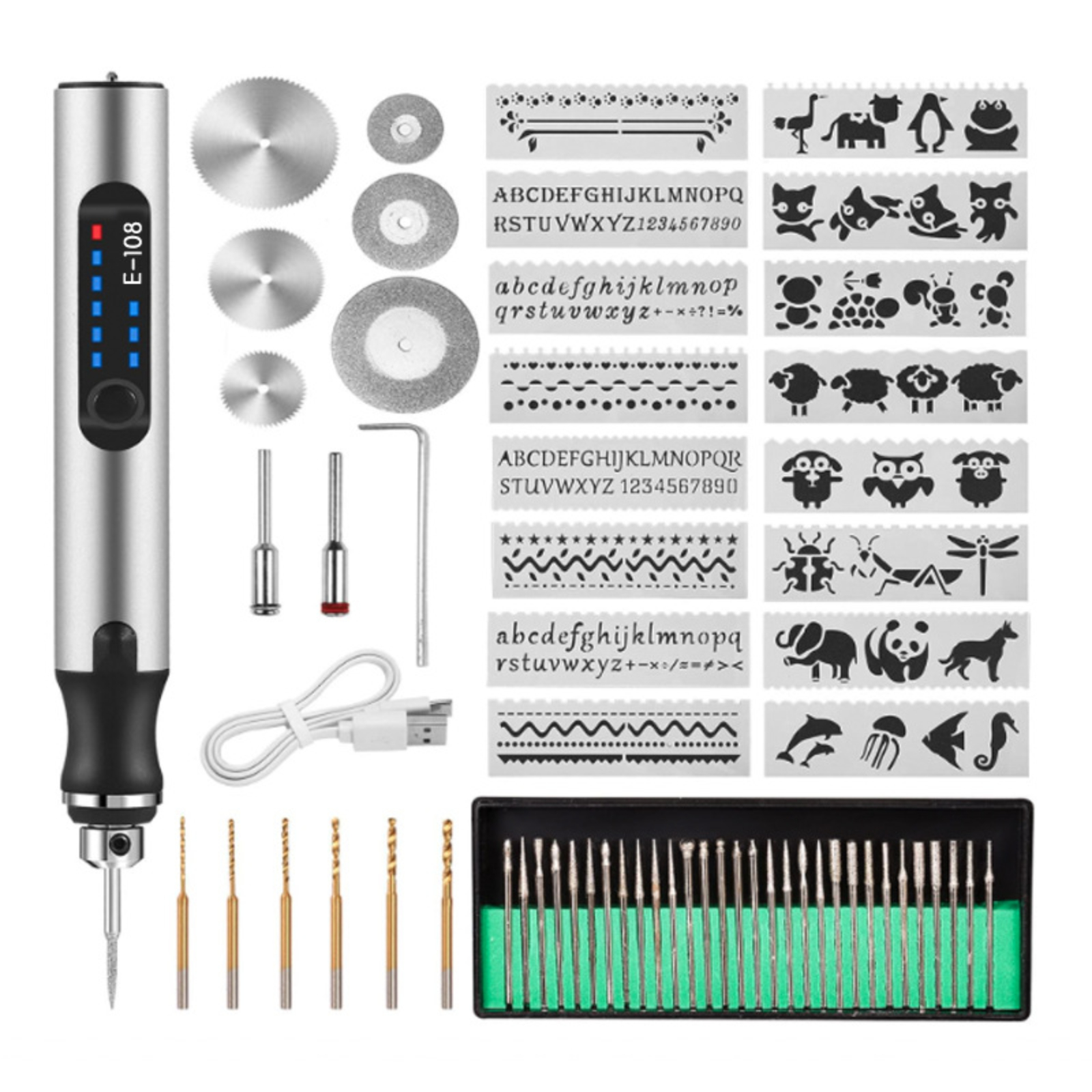 Wiederaufladbarer Mini-usb-elektrogravierer Mit 3 Geschwindigkeiten (5000–18000 U/min) Und Fräsern Für Holz, Metall Und Glas