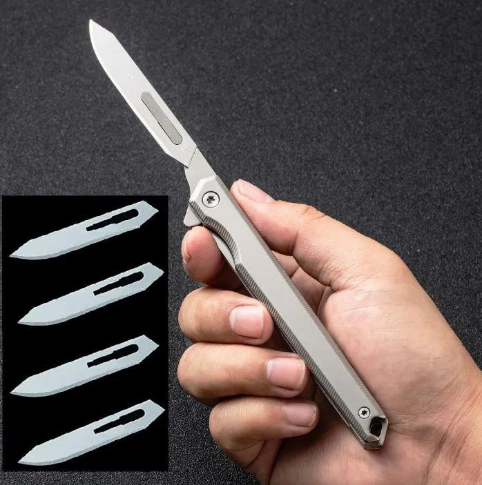Klappmesser, 60 Cm Lange Klinge Aus Hochfestem Stahl Mit 4 Ersatzklingen Für Das Auspacken