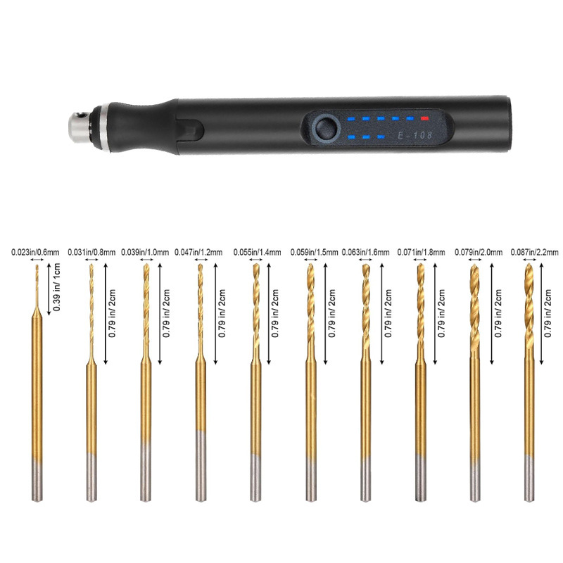 Mini-elektrogravierstift Mit 10 Titanbohrern Für Glas, Metall, Stein, Diy-präzisionsarbeiten