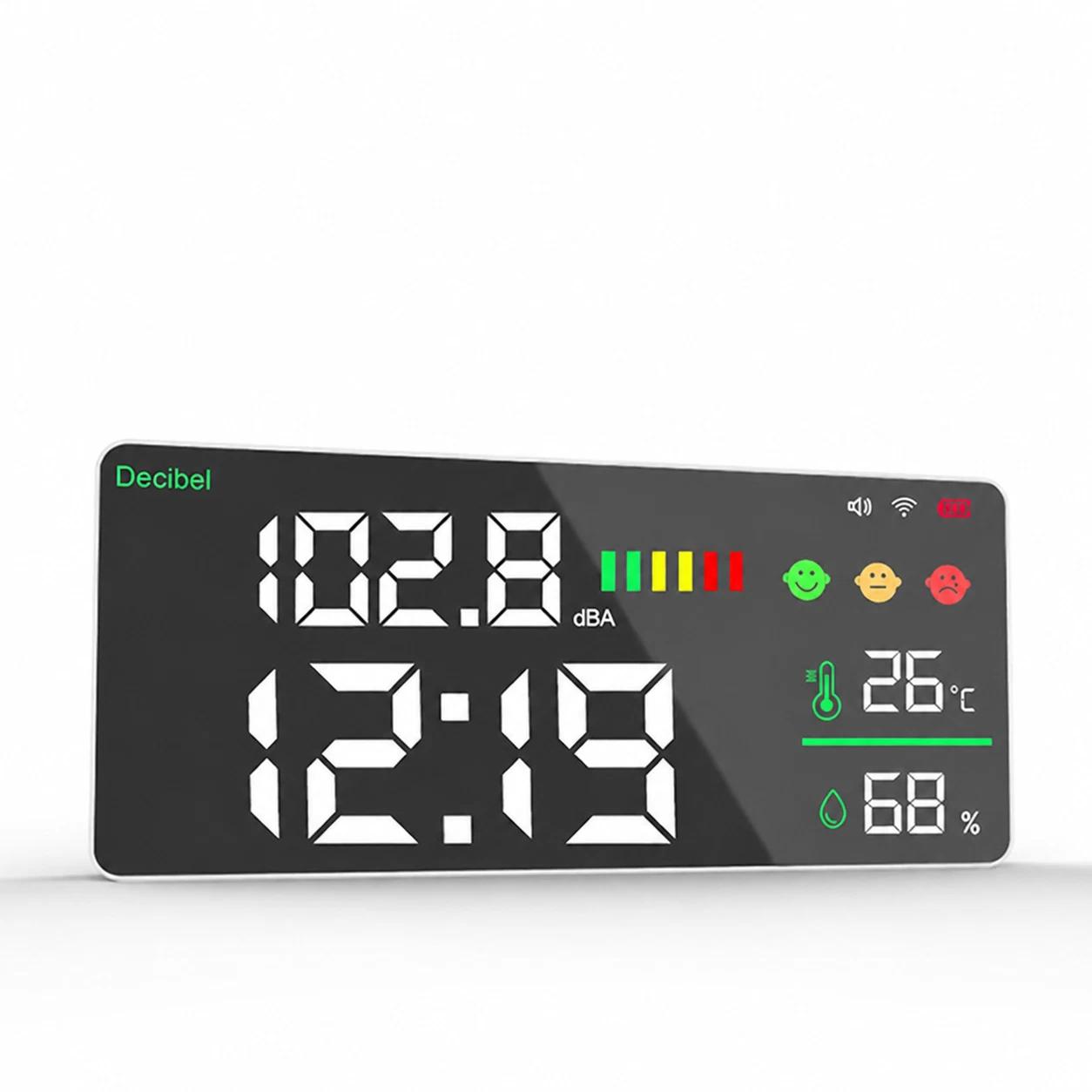 Tuya Wlan-schallpegelmesser Mit 11-zoll-led-display, Geräuschmesser Mit Alarmfunktion, Thermometer Und Feuchtigkeitsmesser Für Zuhause Und Büro