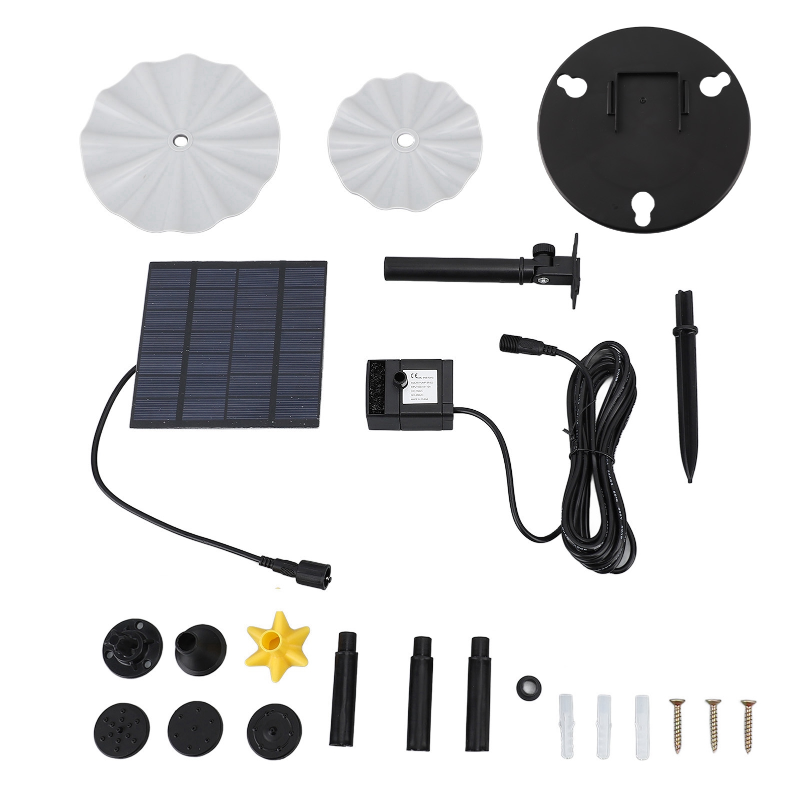 200 L/h Solarwasserpumpe (batterie Nicht Enthalten), Einstellbare Fördermenge 0-150 Cm, Uv-beständiges Abs Für Teiche Und Gartenbrunnen