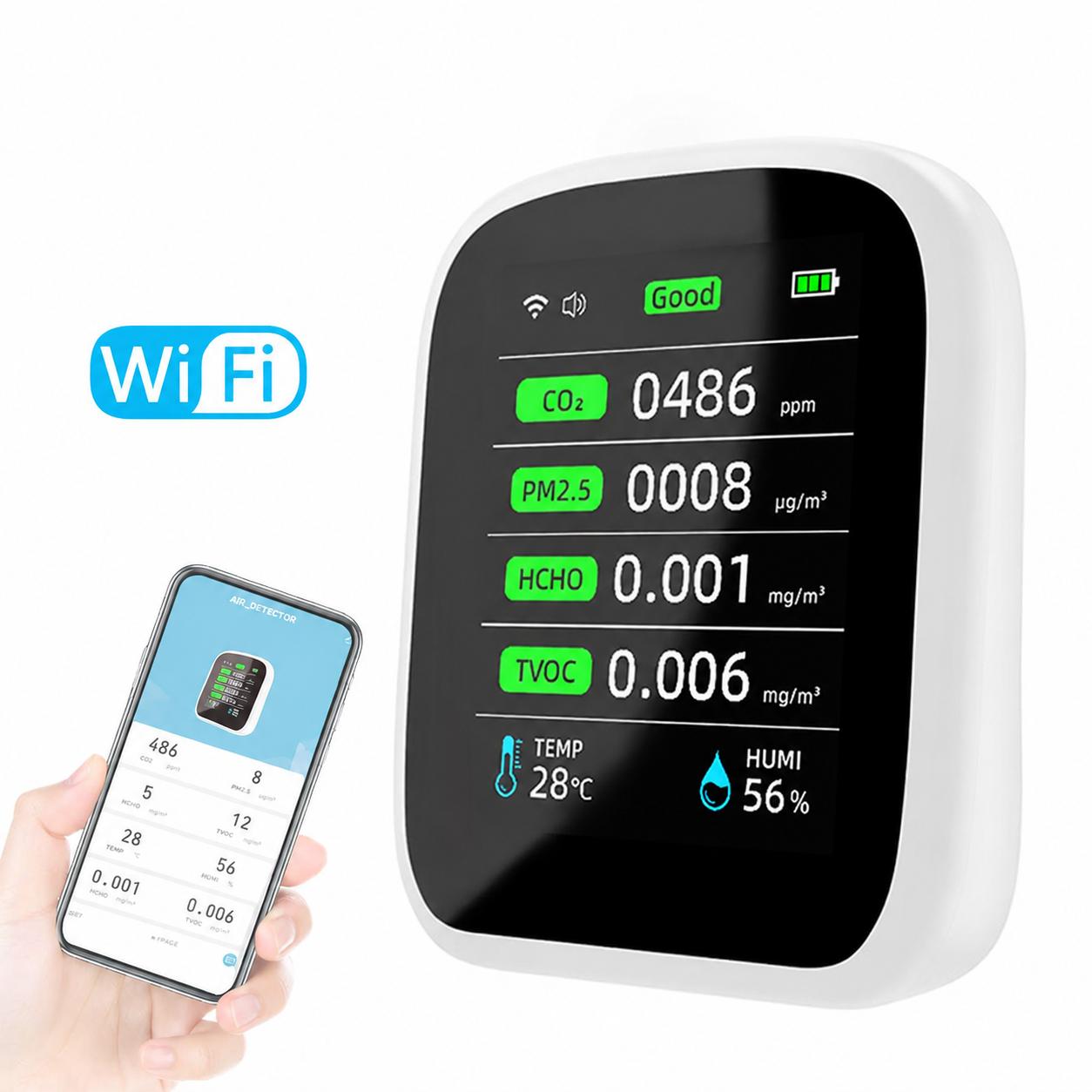 Tragbarer Luftqualitätsmonitor Mit Farb-lcd-bildschirm – Pm2,5- Und Pm10-analysator Für Zuhause, Büro Und Gewächshaus