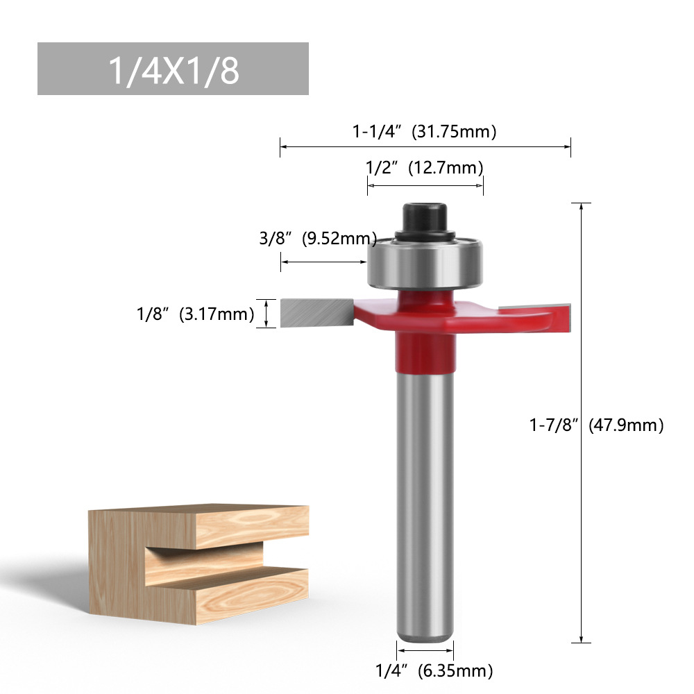 Satz Mit 8 T-förmigen Kugel-schaftfräsern 1/4 Zoll Für Holzbearbeitungs-, Schneid- Und Trimmmaschinen (klinge X
