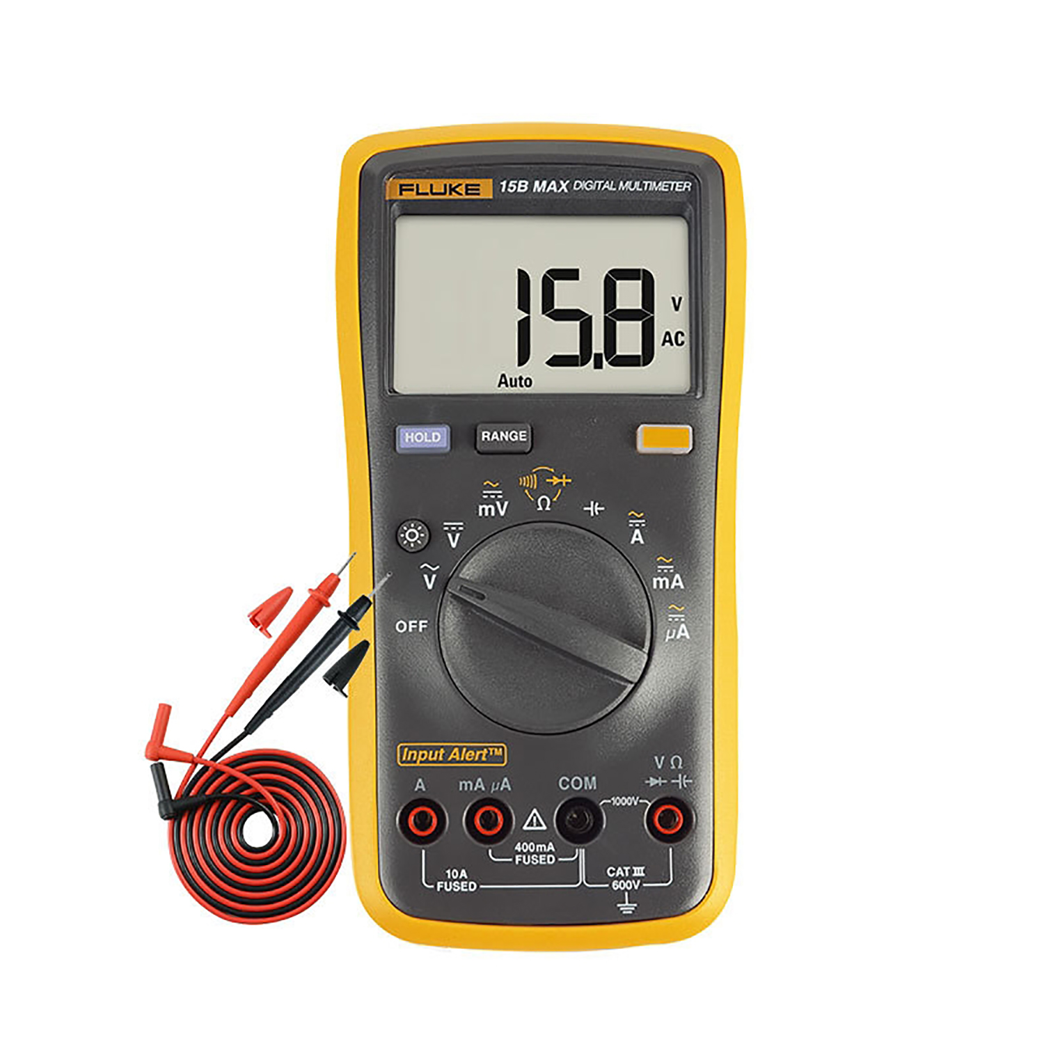 Fluke F15b Max-01 Tragbares Digitalmultimeter Mit 6000 Counts, Voltmeter, Amperemeter, Universal, Ac/dc-spannungsmessung, Widerstandsmessung, Kapazitätsmessung, Diodenmessung