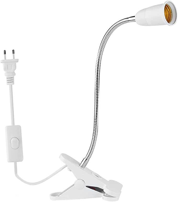 E27 Flexible 30cm Schwanenhalsfassung - Pflanzenlampe Mit Klemme Und Schalter