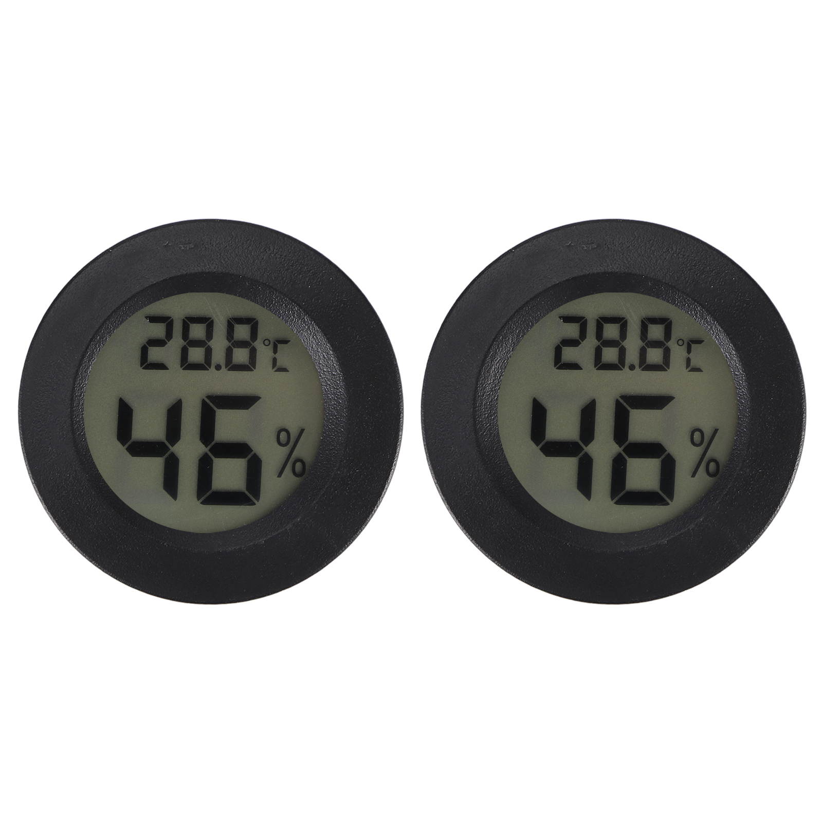Set Mit 2 Mini-rund-lcd-digitalthermometern/hygrometern Für Terrarien