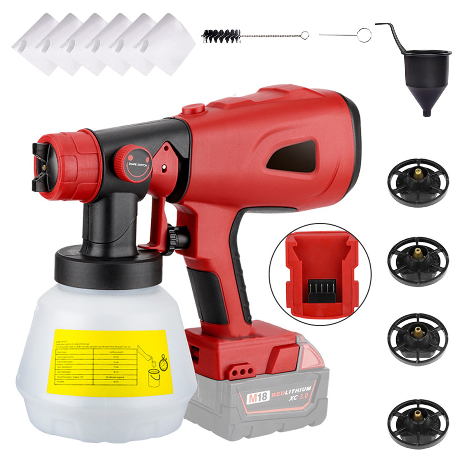 Milwaukee 20v Max Akku-farbspritzgerät, Tragbar, Elektrisch, Mit 1000ml-tank Für Möbel, Wände, Zäune Und Decken