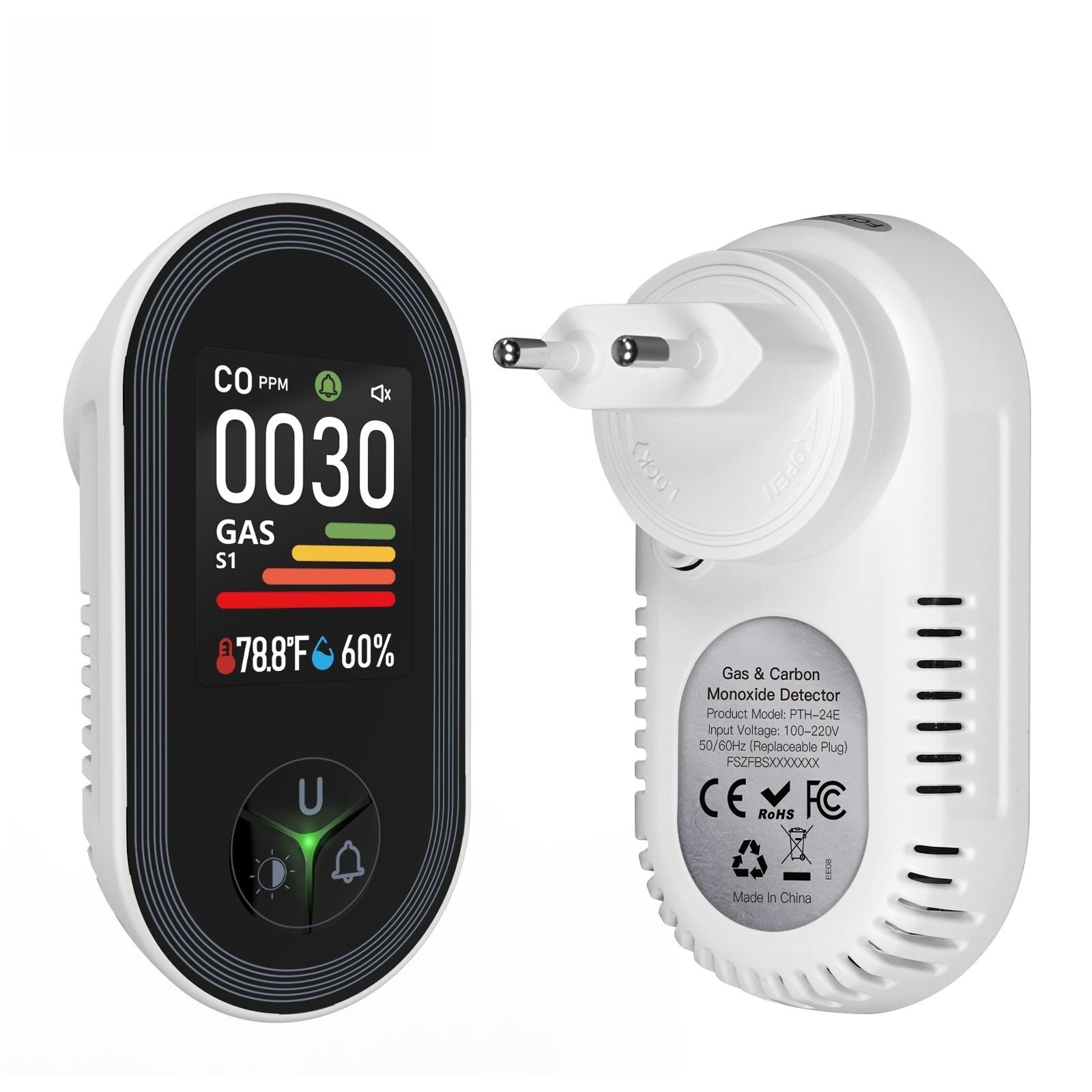 4-in-1 Kohlenmonoxidmelder, Erdgasleckmelder, Kombinierter Co- Und Brennstoffalarm (lpg, Methan, Propan)