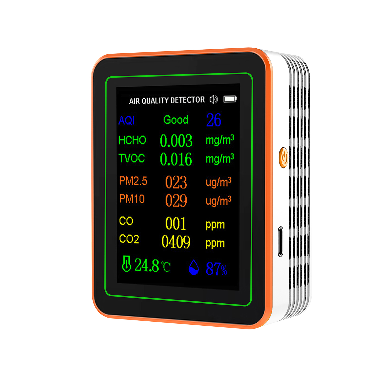 10-in-1-luftqualitätsmonitor: Anzeige Von Pm2,5, Pm10, Co, Co2, Tvoc, Hcho, Aiq, Temperatur, Luftfeuchtigkeit Und Kurvendarstellung. Detektor