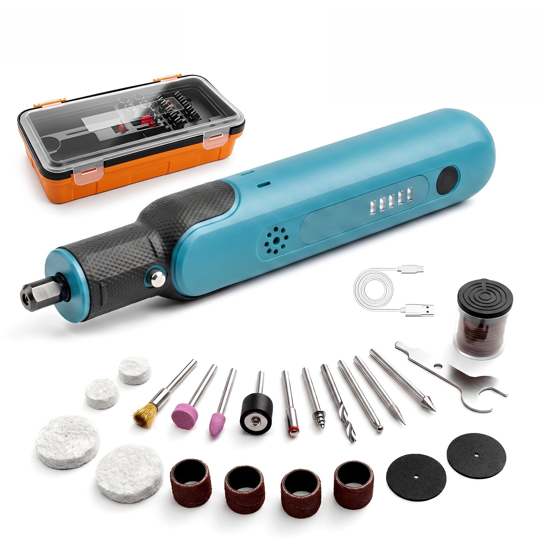 8-v-akku-rotationswerkzeug-set Mit 48 Zubehörteilen, 5 Geschwindigkeitsstufen (5000–25000 U/min), Usb-c-ladeanschluss, Leichter Gravierer Zum Polieren, Schleifen Und Schneiden.