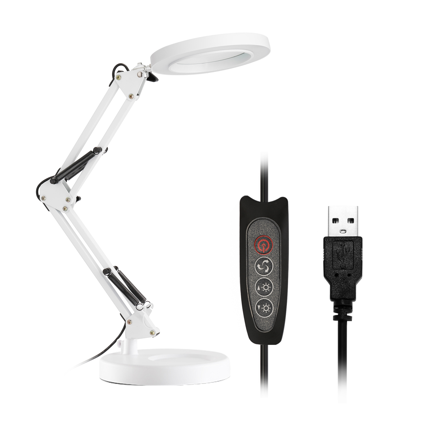 5-fach Vergrößernde Schreibtischlampe Mit Led-beleuchtung, Faltbar, Mit Drei Helligkeitsstufen Und Usb-stromversorgung.