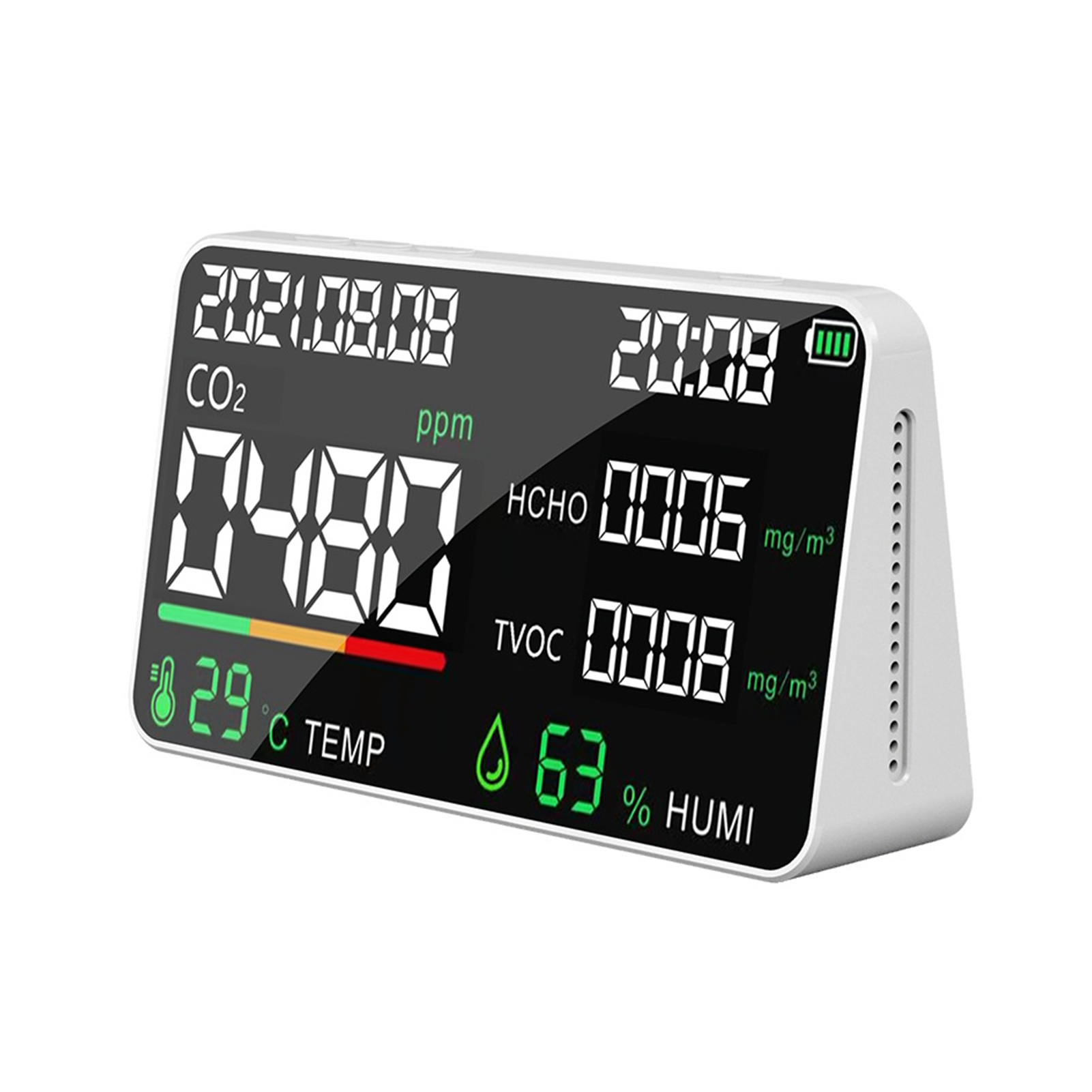 Co₂-sensor Für Innenräume Mit 6,5-zoll-lcd-bildschirm, Luftqualitätsmonitor Für Zuhause, Ppm-detektor 400–5000 Für Büros