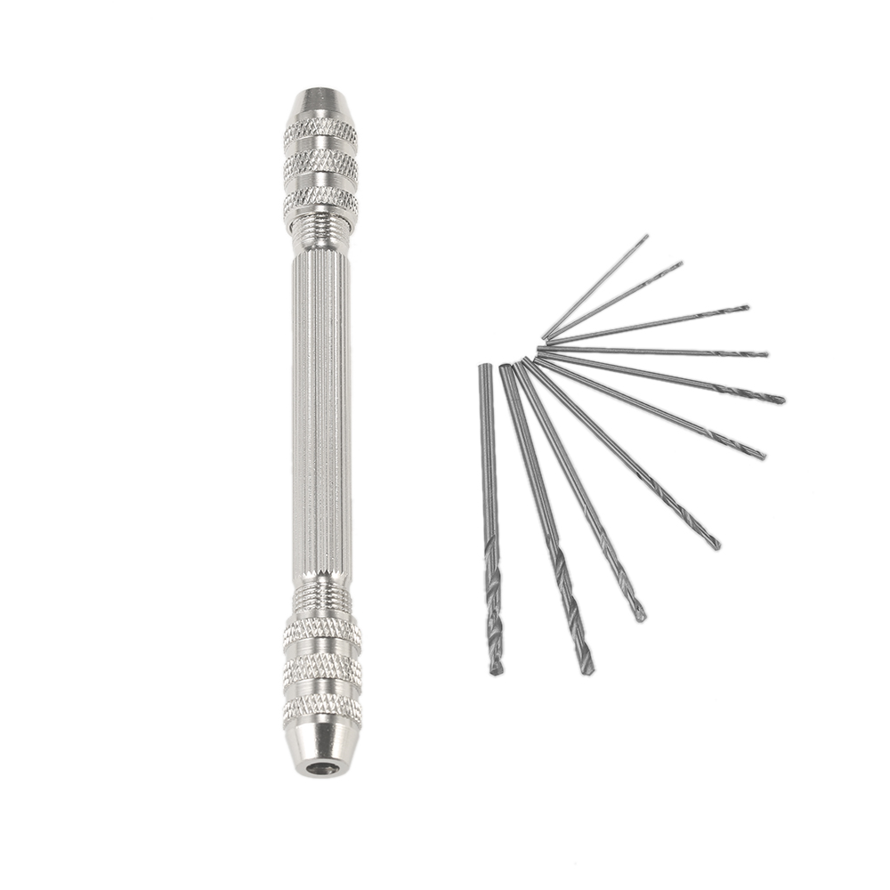 Professionelles Mini-handbohrmaschinen-set Mit Hochwertigem Bohrerhalter, Spindelschraubstock Und 10 Hss-spiralbohrern