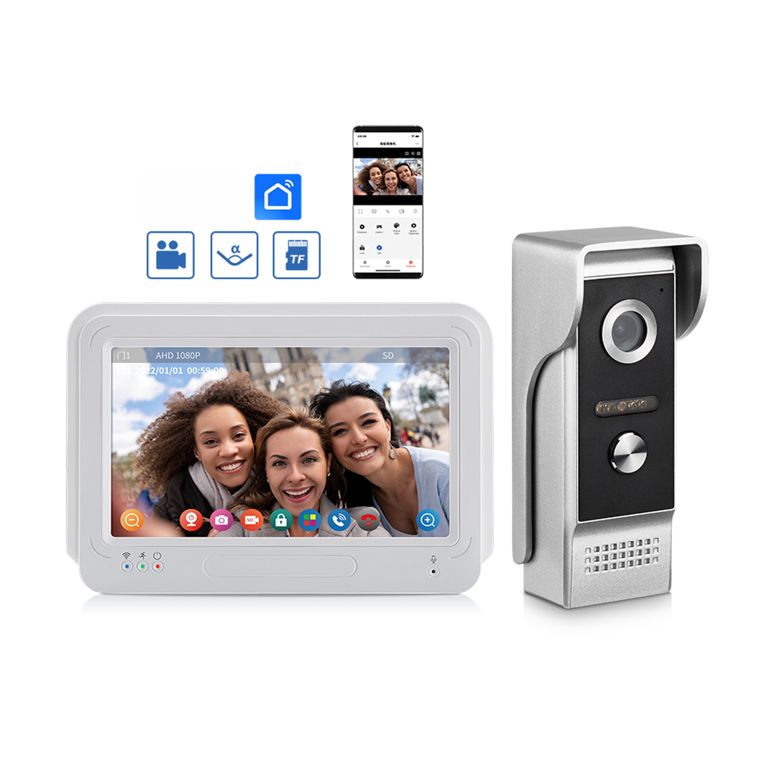 1080p-wlan-video-türsprechanlage Mit 7-zoll-touchscreen, Infrarotkamera, Nachtsichtfunktion Und Kompatibilität Mit Elektrischen Türschlössern
