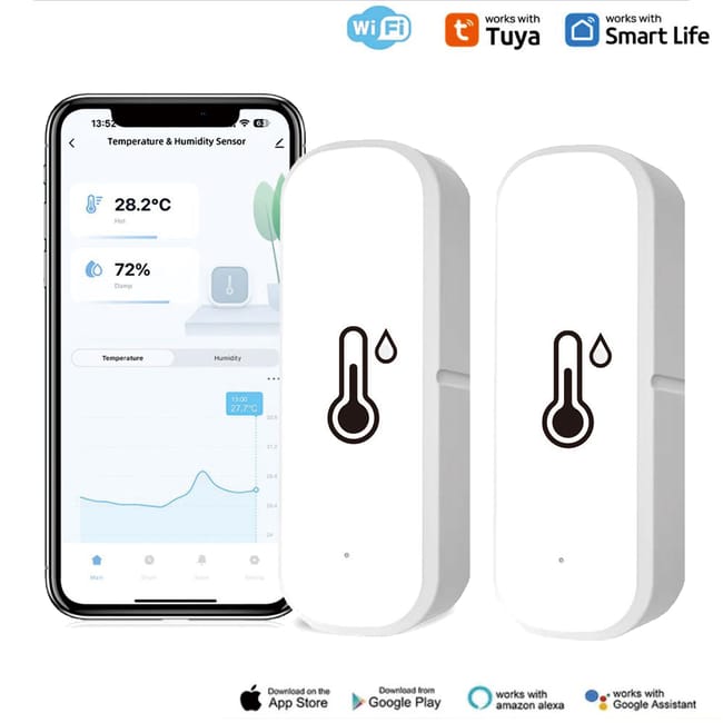 2er-pack Wlan-temperatur- Und Feuchtigkeitssensoren, Innenthermometer Mit Echtzeit-app-benachrichtigungen Für Weinkeller Und Schlafzimmer