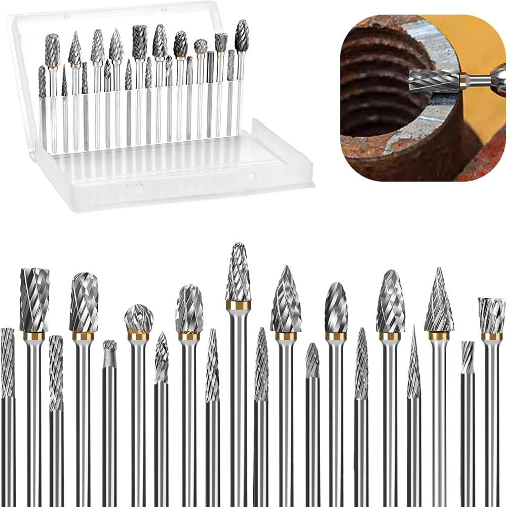 20-teiliges Hartmetall-gravur- Und Steinbearbeitungs-bit-set, 1/8 Zoll, Langlebiger Meißel, Polier-rotationswerkzeug, Präzisionsbearbeitung Von Holz