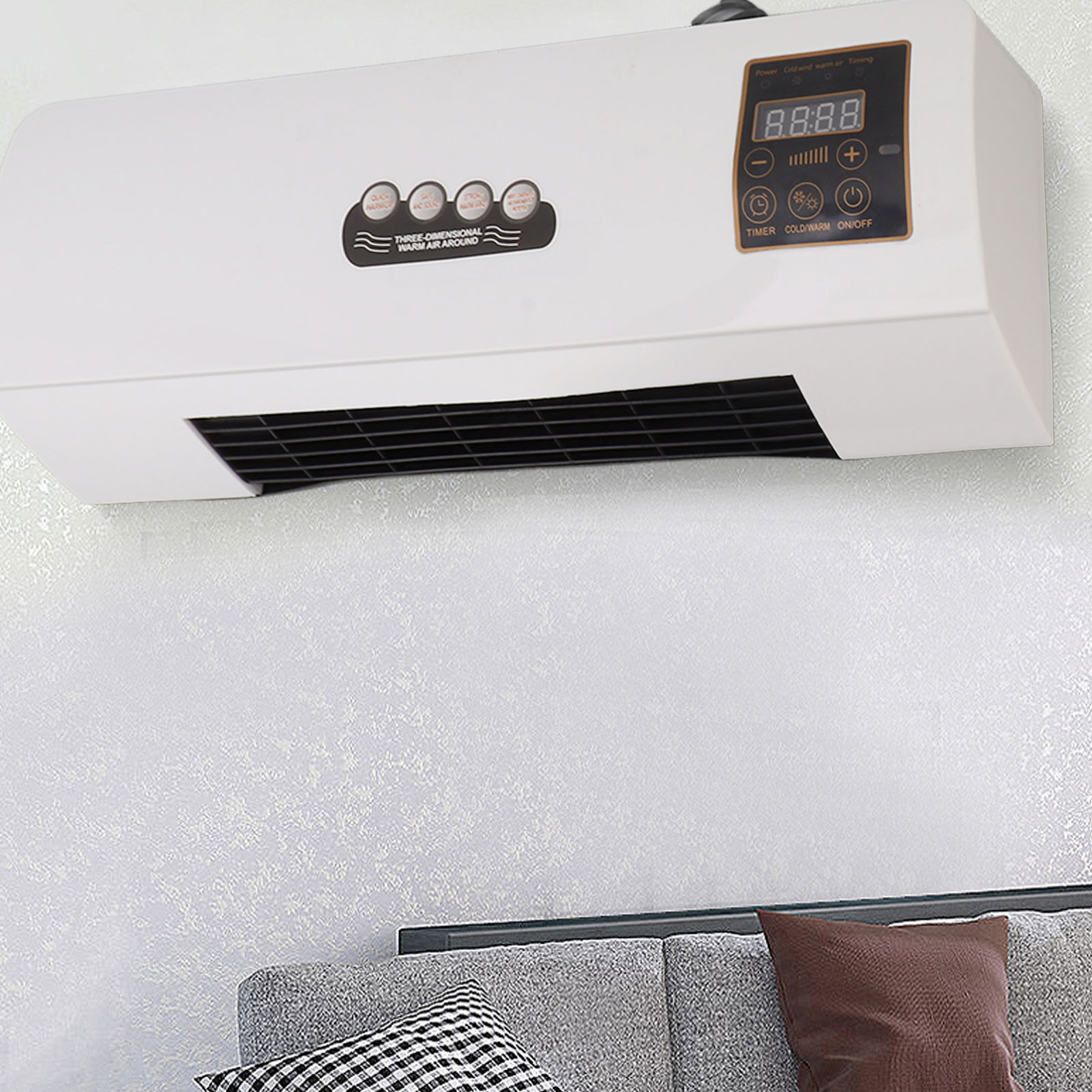 Elektrischer Wandheizkörper Mit 1800 W Leistung, 10 M Fernbedienung, Geräuscharmem Betrieb, 6-stunden-timer, Zum Aufhängen Im Schlaf- Oder Wohnzimmer