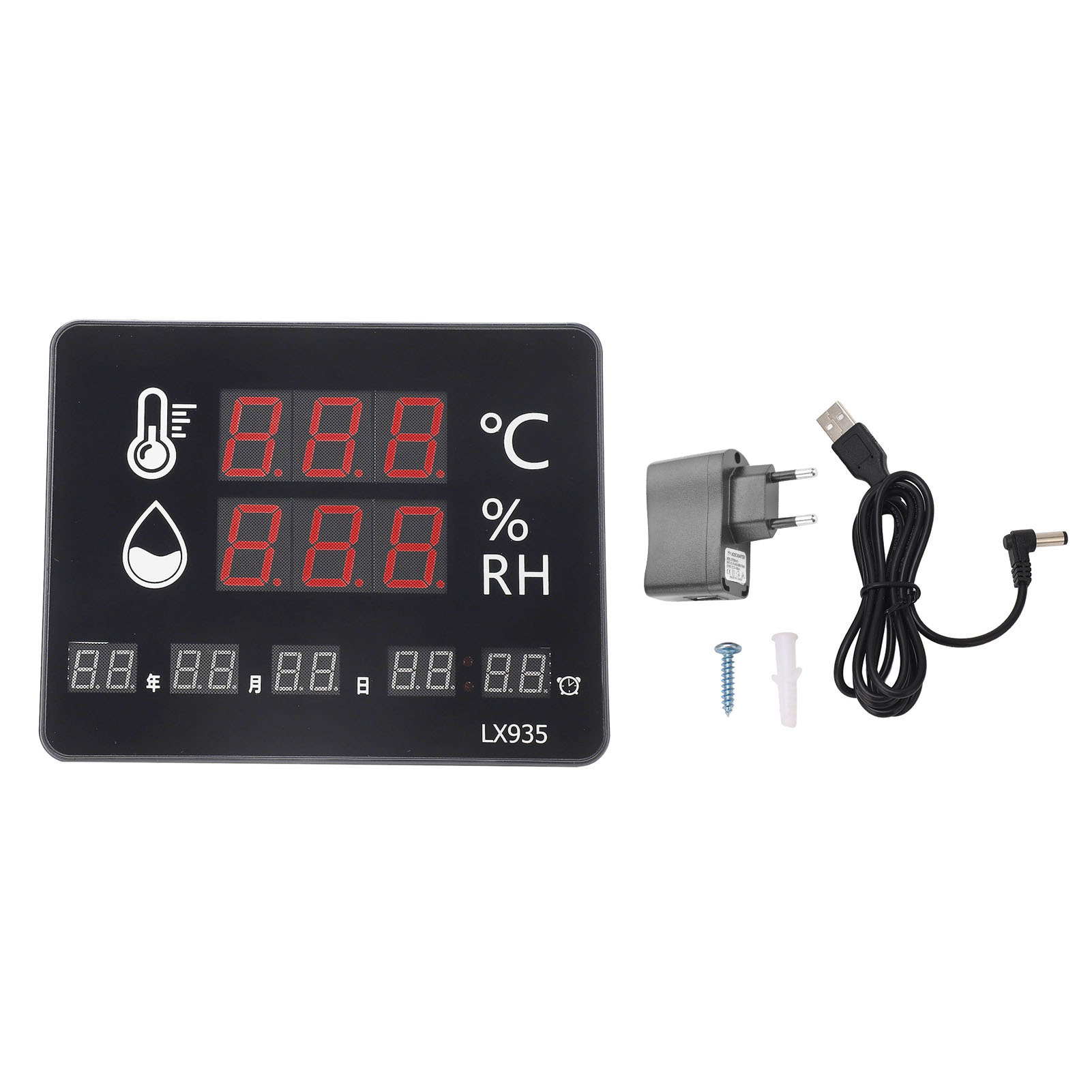 Hochpräzises Wandthermometer-hygrometer Mit Alarmfunktion, Für Den Privaten Und Industriellen Gebrauch, Lx935, 100–240 V, Eu-stecker