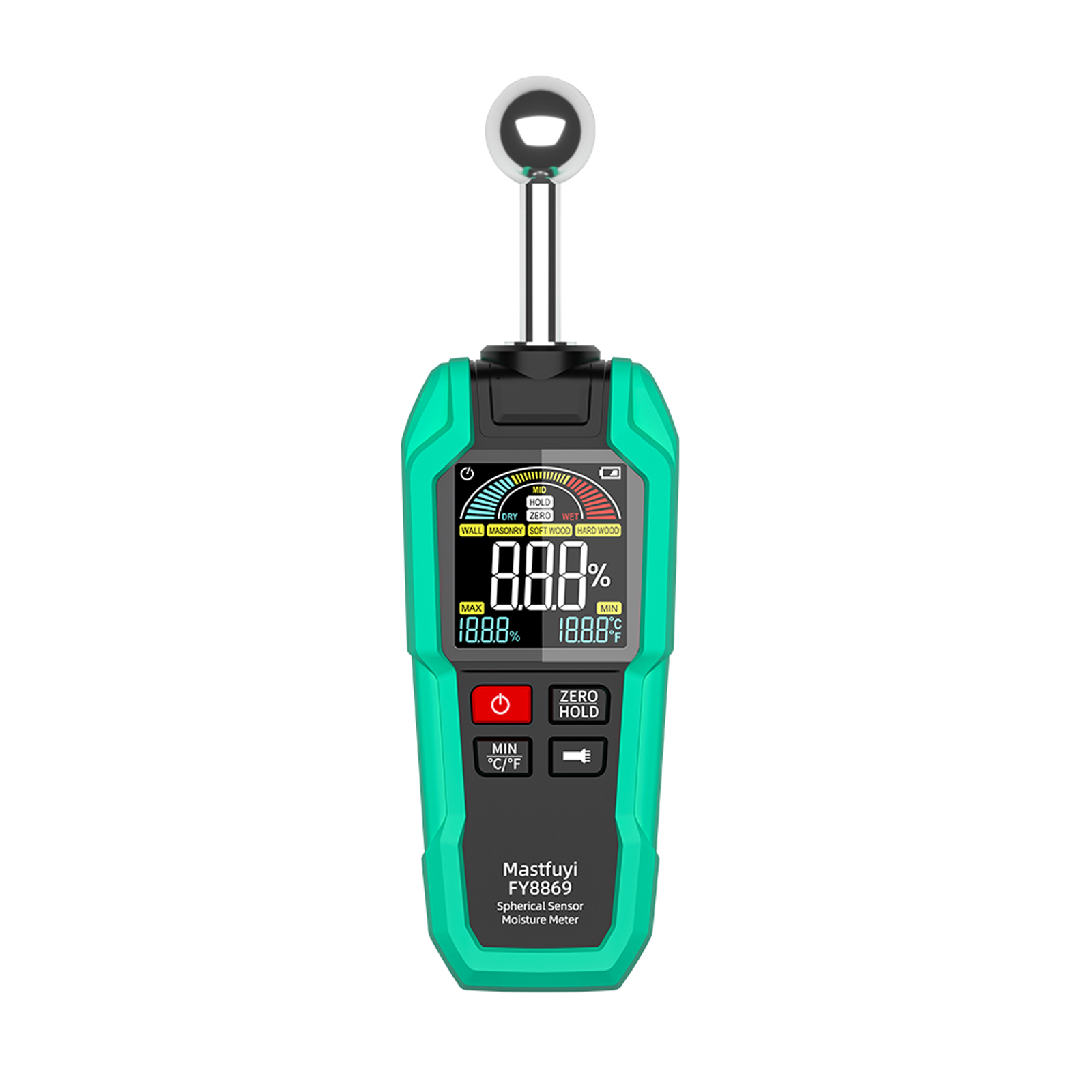 Berührungsloses Feuchtemessgerät, Kugelförmiger Sensor, Zerstörungsfreies Holzfeuchtemessgerät, Messbereich 0–100 % Rf, 40 Mm Eindringtiefe, Für Bauzwecke