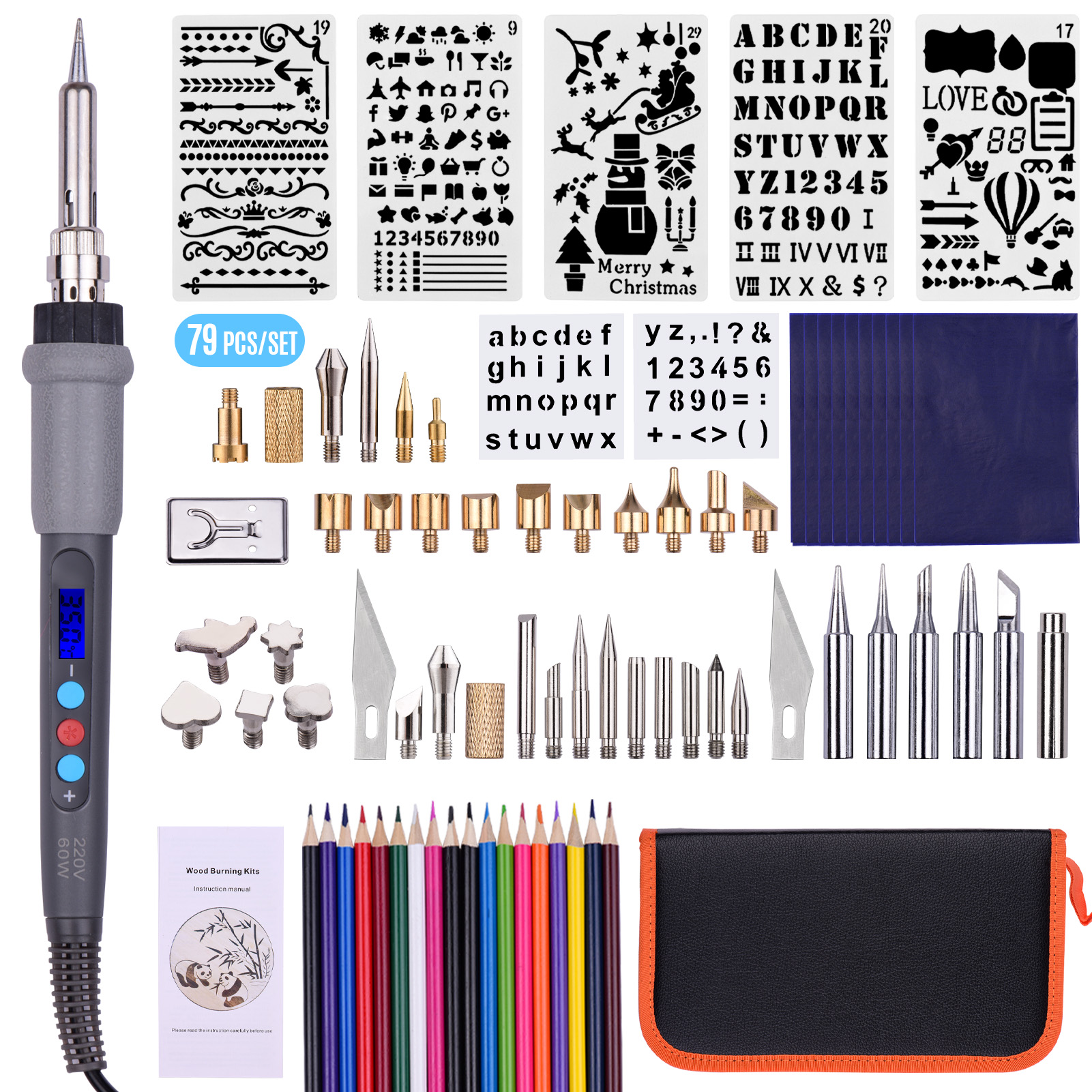79-teiliges Pyrographie-set, Inklusive Professionellem Stift, Lötkolben Und Einstellbarer Temperatur Von 200-450 °c