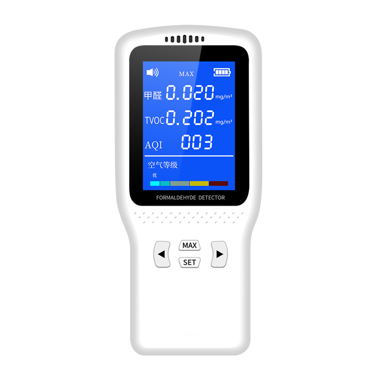 Tragbarer Formaldehyd-detektor Mit Hochpräzisem Led-display, Voc-monitor, Messbereich 0,000–2,888 Mg/m³, Wiederaufladbar Für Den Heimgebrauch