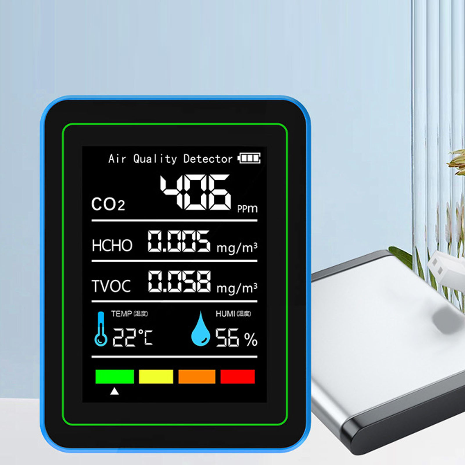 5-in-1-luftqualitätsmessgerät Für Innenräume: Co2-monitor Mit Formaldehydsensor – Tragbares Voc-messgerät