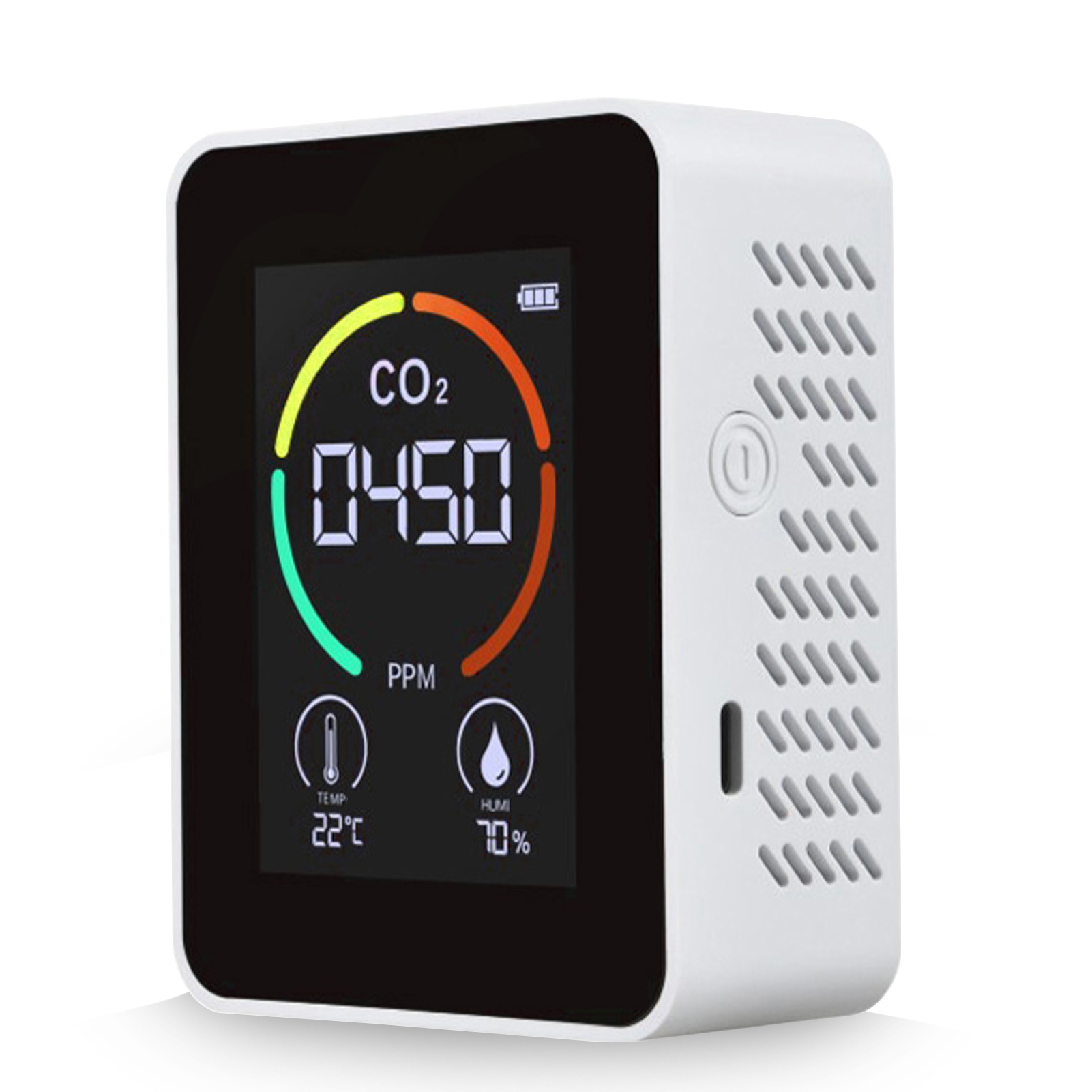 Tragbarer 3-in-1-farb-co₂-detektor (400–5000 Ppm), Luftqualitätsmonitor, Temperatur- Und Feuchtigkeitsmessung, Usb-aufladbar