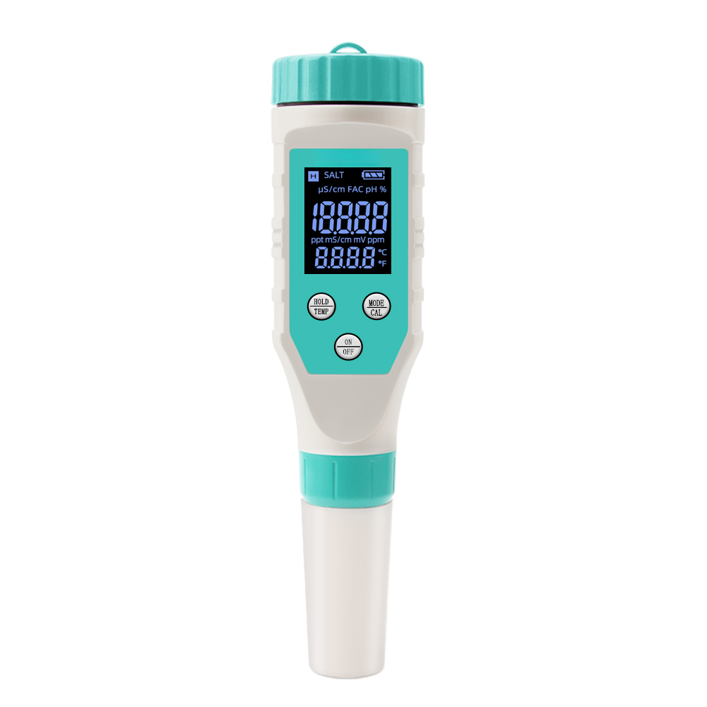 7-in-1-wasserqualitätstester: Chlor, Ph-wert, Gesamtfeststoffe, Salz, Redoxpotenzial, Freie Aktivkohle, Elektrische Leitfähigkeit, Temperatur. Multifunktional.