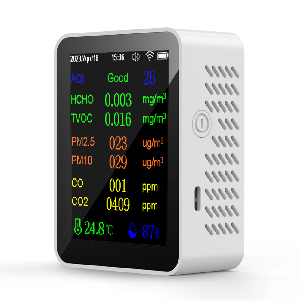 Tragbares 9-in-1-luftqualitätsmessgerät: Pm2,5, Pm10, Co, Co₂, Co₂, Hco₂, Aqi, Temperatur Und Luftfeuchtigkeit, Farbdisplay, Kohlendioxiddetektor