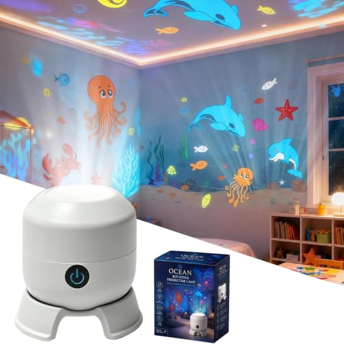 Led-nachtlichtprojektor Mit Meereswelleneffekt, 360° Drehbar, 5d-hologramm-touch-steuerung, Usb-aufladbar, 3 Modi, Leiser Motor