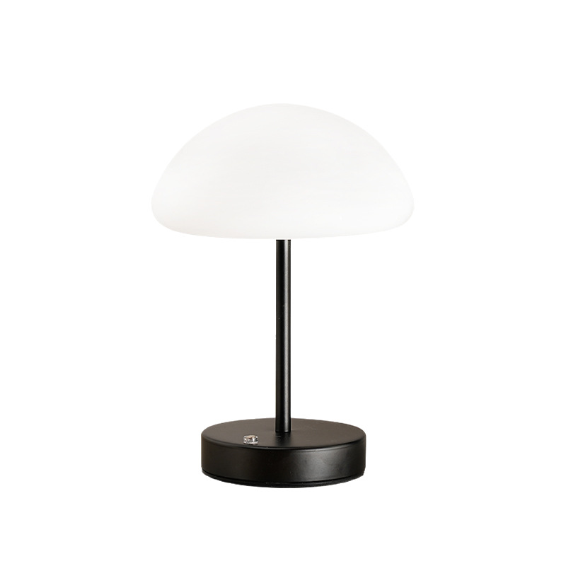 Wiederaufladbare Retro-pilzlampe Mit Usb-anschluss, Augenschutz, Tischlampe, Nachttischlampe, Wohnzimmerlampe, Schwarz-weiß