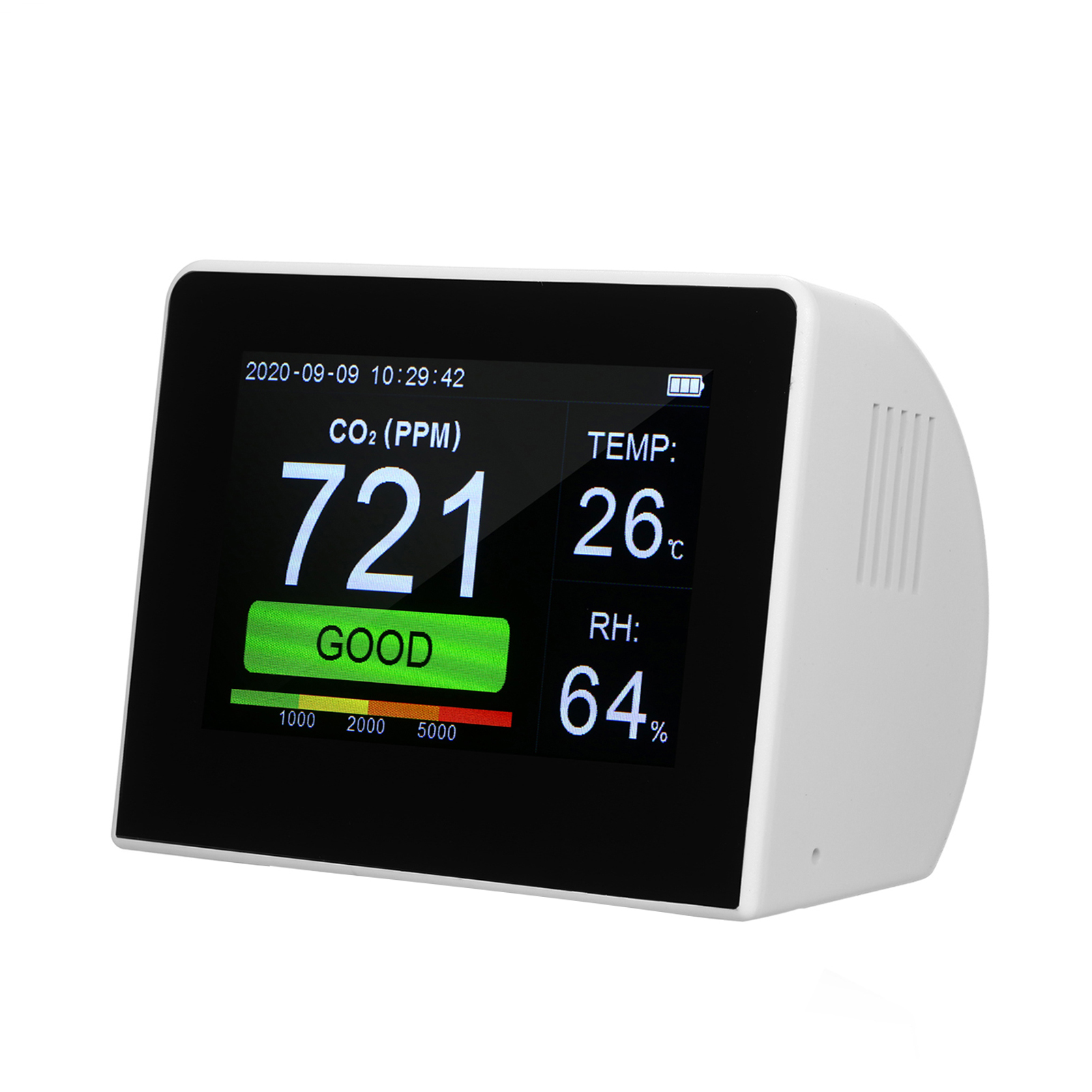 3-in-1-luftqualitätsmessgerät, Misst Co2, Luftfeuchtigkeit Und Temperatur, 3,5-zoll-digitaldisplay, Ideal Für Büro, Zuhause Und Auto
