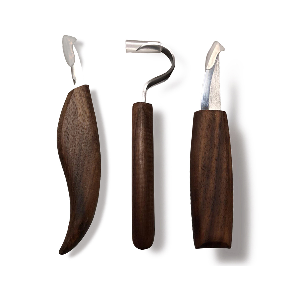 Set Mit 6 Holzmeißeln Aus Manganstahl (65 Mm) Mit Walnussholzgriffen Zum Holzschnitzen, 1,7" Schnitzmesser